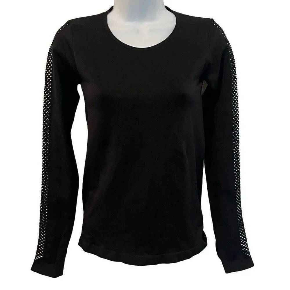 🔥4/$25 Forever 21 Junior’s Top Black Mesh Athletic Top Long Sleeve Small